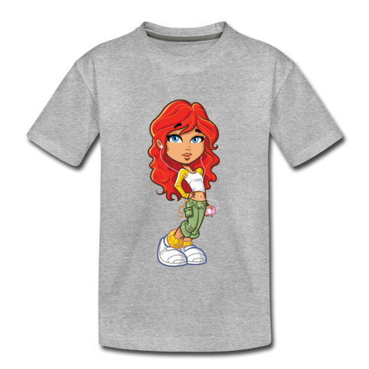 Cartoon Girl Kids T-Shirt - heather gray