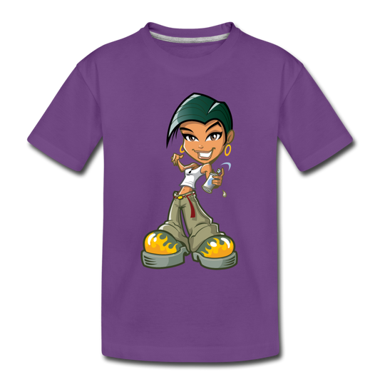 Cartoon Girl Kids T-Shirt - purple