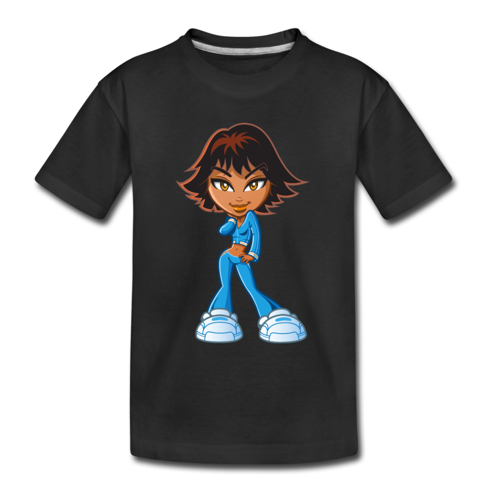 Cartoon Girl Kids T-Shirt - black