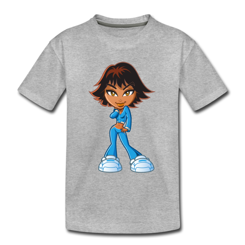 Cartoon Girl Kids T-Shirt - heather gray