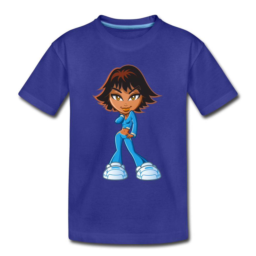 Cartoon Girl Kids T-Shirt - royal blue