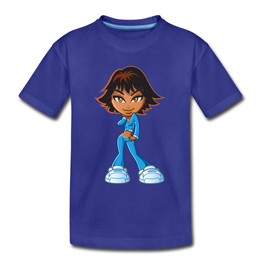 Cartoon Girl Kids T-Shirt - royal blue