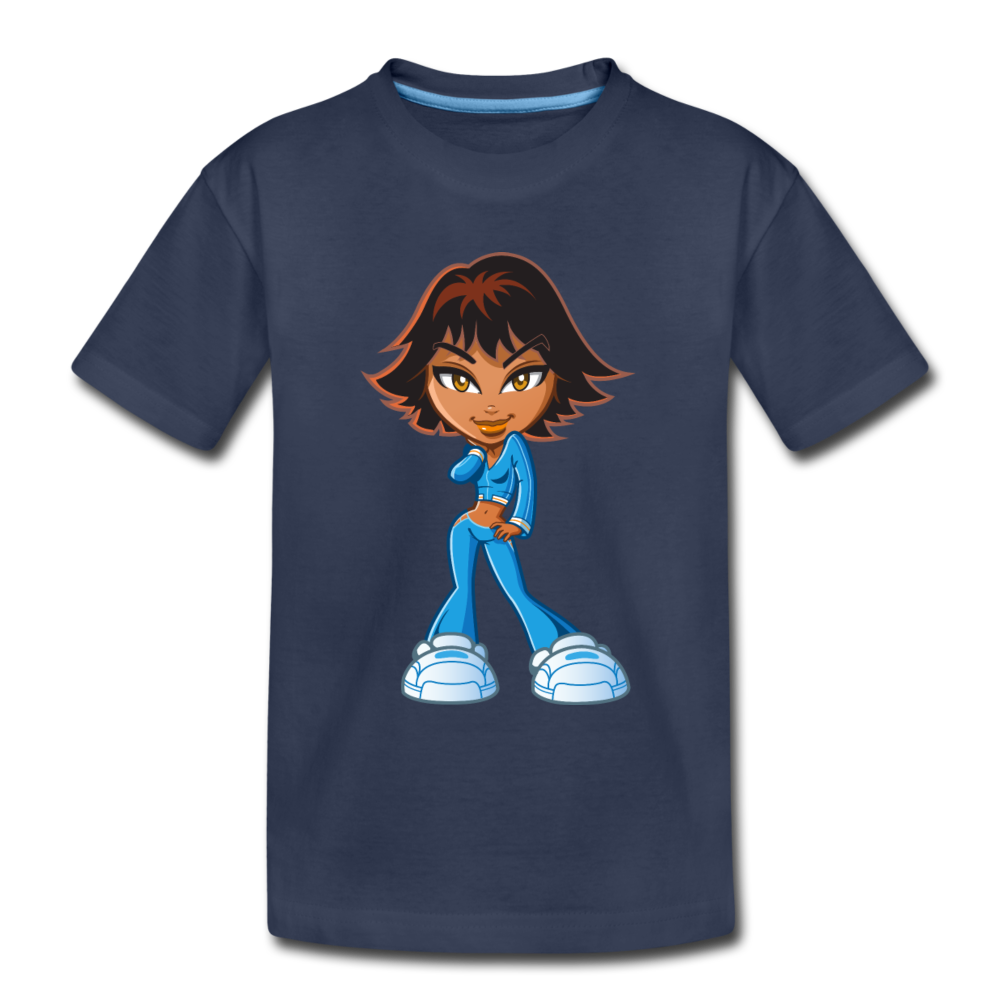 Cartoon Girl Kids T-Shirt - navy
