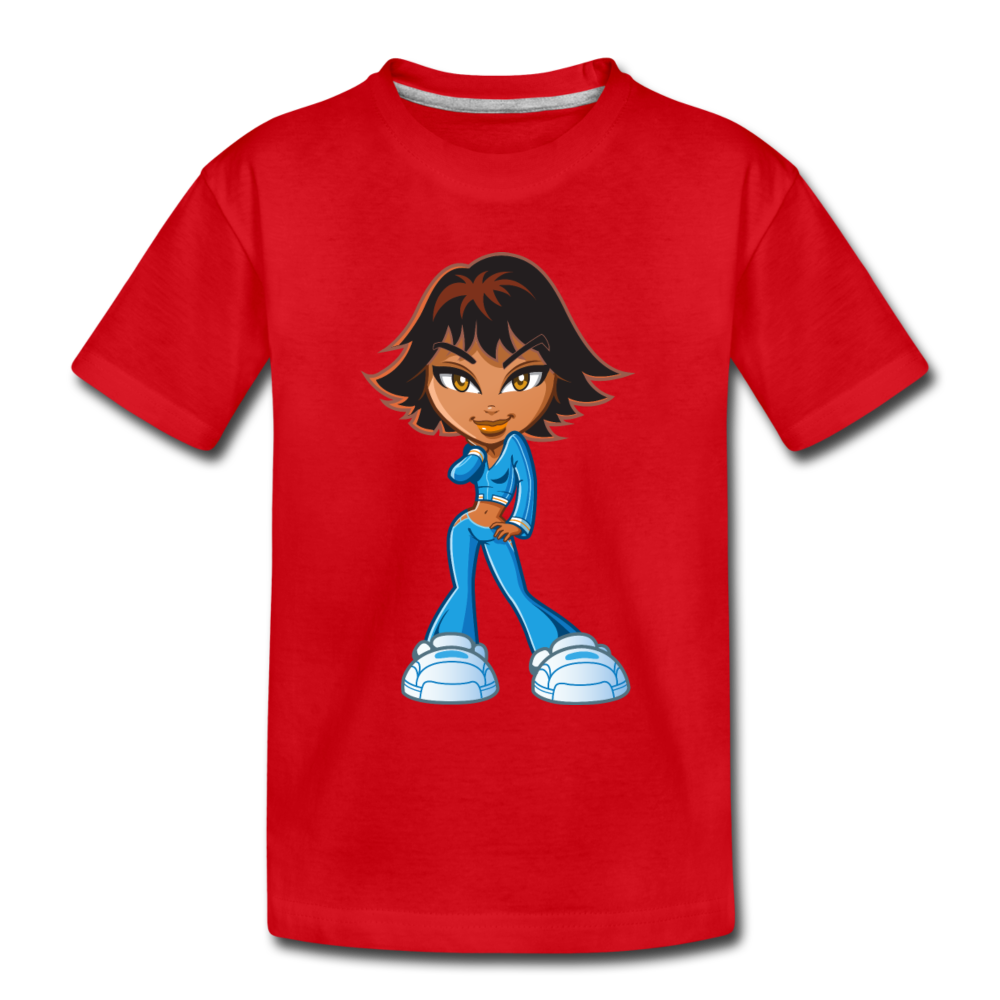 Cartoon Girl Kids T-Shirt - red