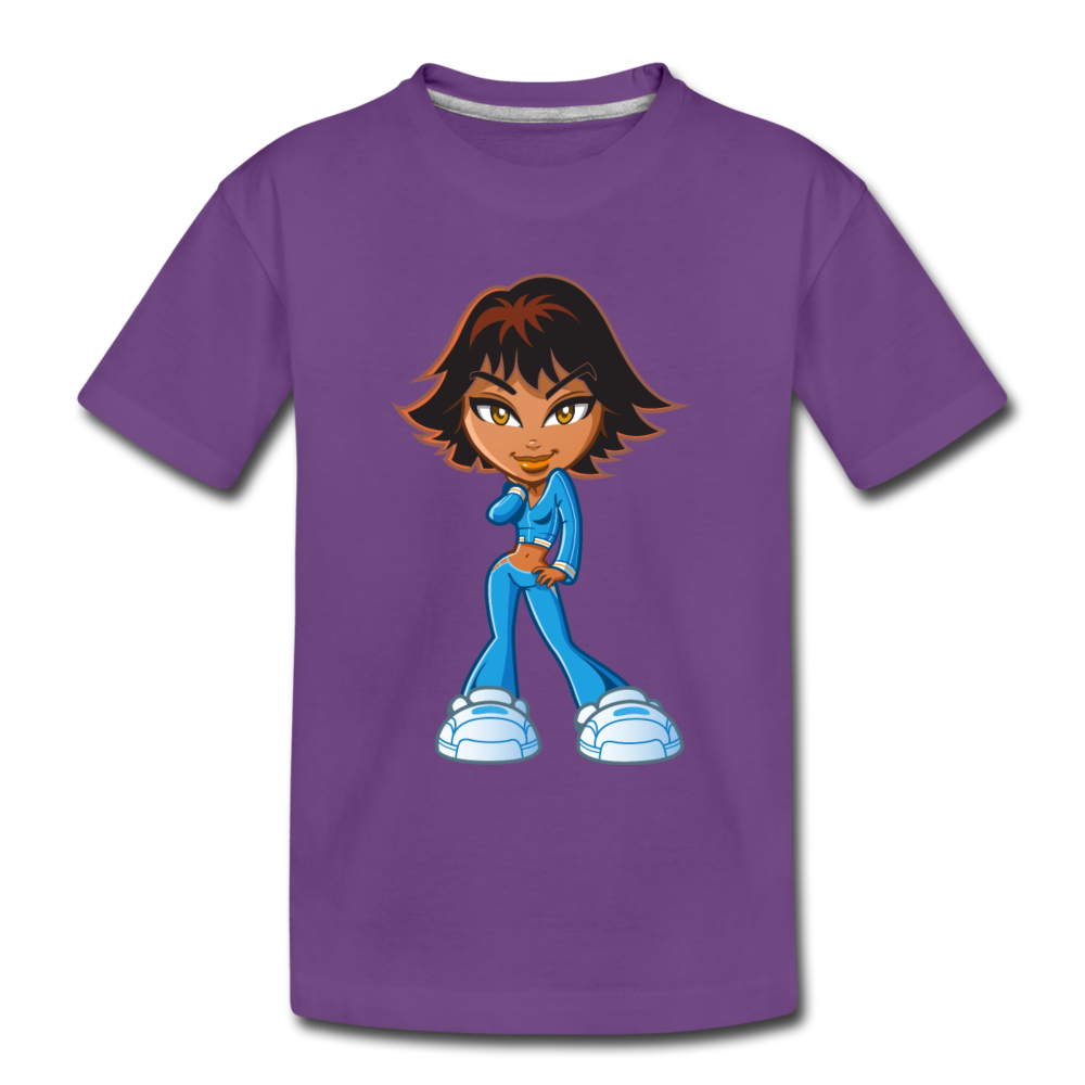 Cartoon Girl Kids T-Shirt - purple