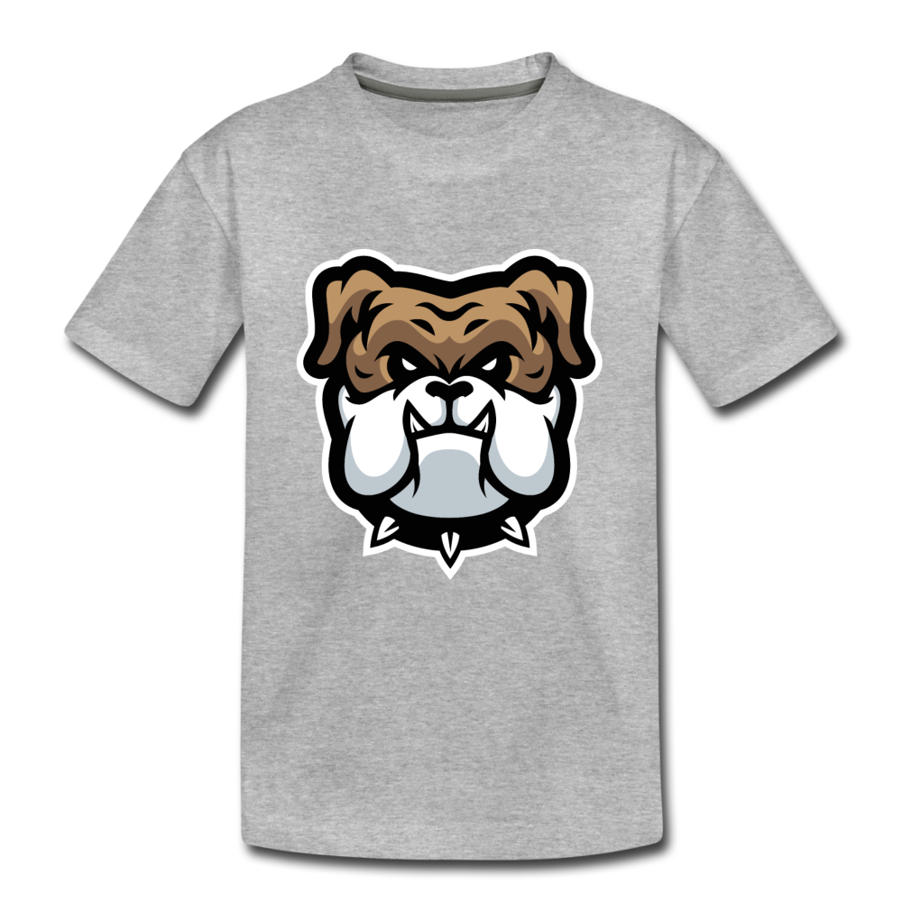 Bulldog Cartoon Kids T-Shirt - heather gray
