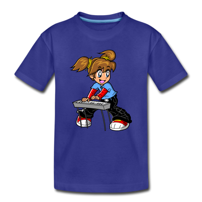 Keyboard Girl Cartoon Kids T-Shirt - royal blue