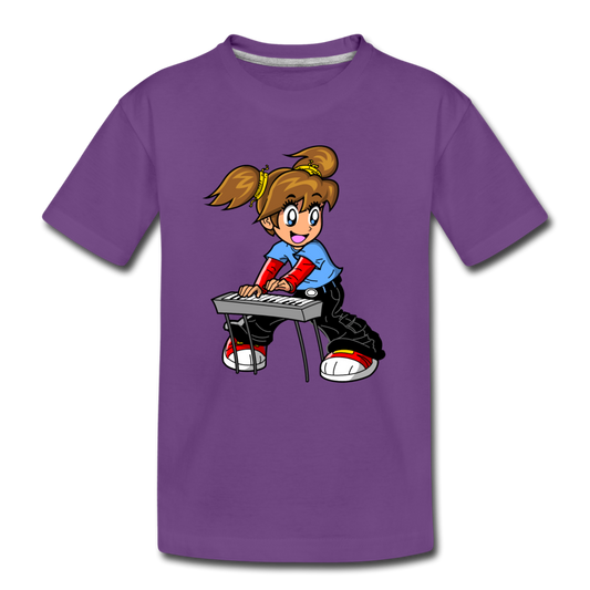 Keyboard Girl Cartoon Kids T-Shirt - purple