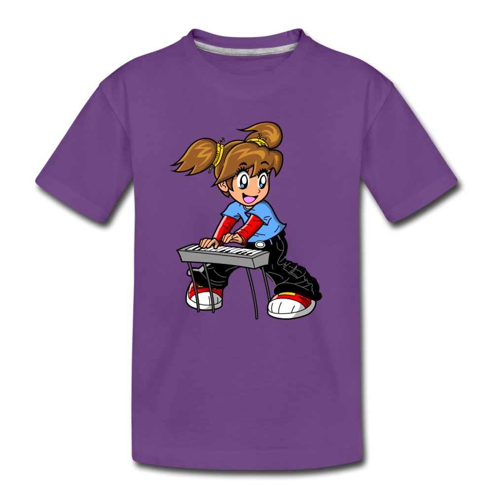 Keyboard Girl Cartoon Kids T-Shirt - purple