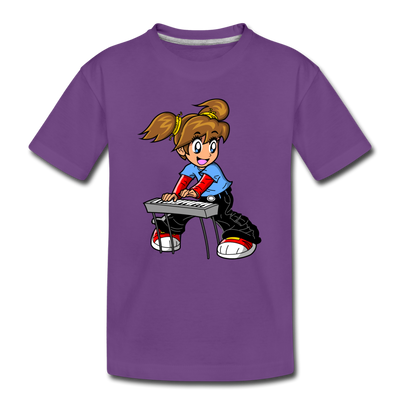 Keyboard Girl Cartoon Kids T-Shirt - purple