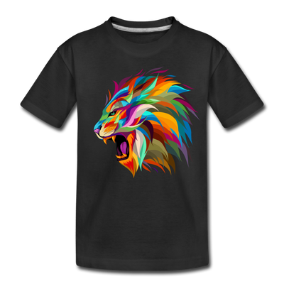 Colorful Abstract Lion Kids T-Shirt - black