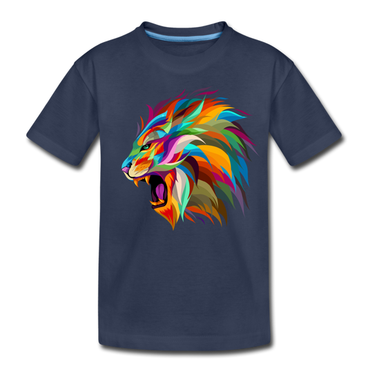 Colorful Abstract Lion Kids T-Shirt - navy