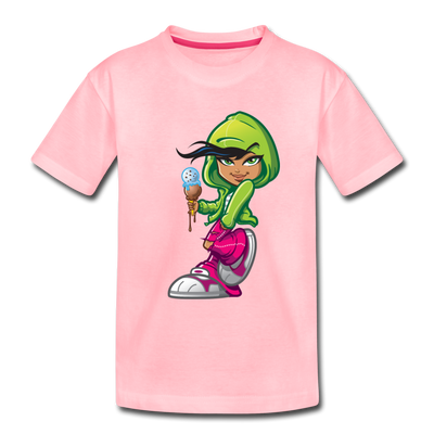 Ice Cream Cone Girl Cartoon Kids T-Shirt - pink