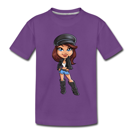 Cartoon Girl Kids T-Shirt - purple