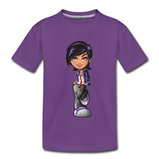 Cartoon Girl Kids T-Shirt - purple