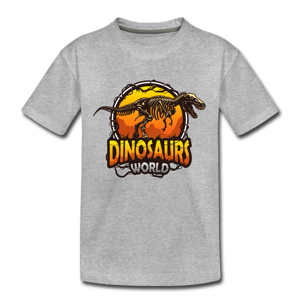 Dinosaurs World Kids T-Shirt - heather gray