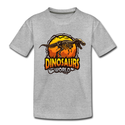 Dinosaurs World Kids T-Shirt - heather gray