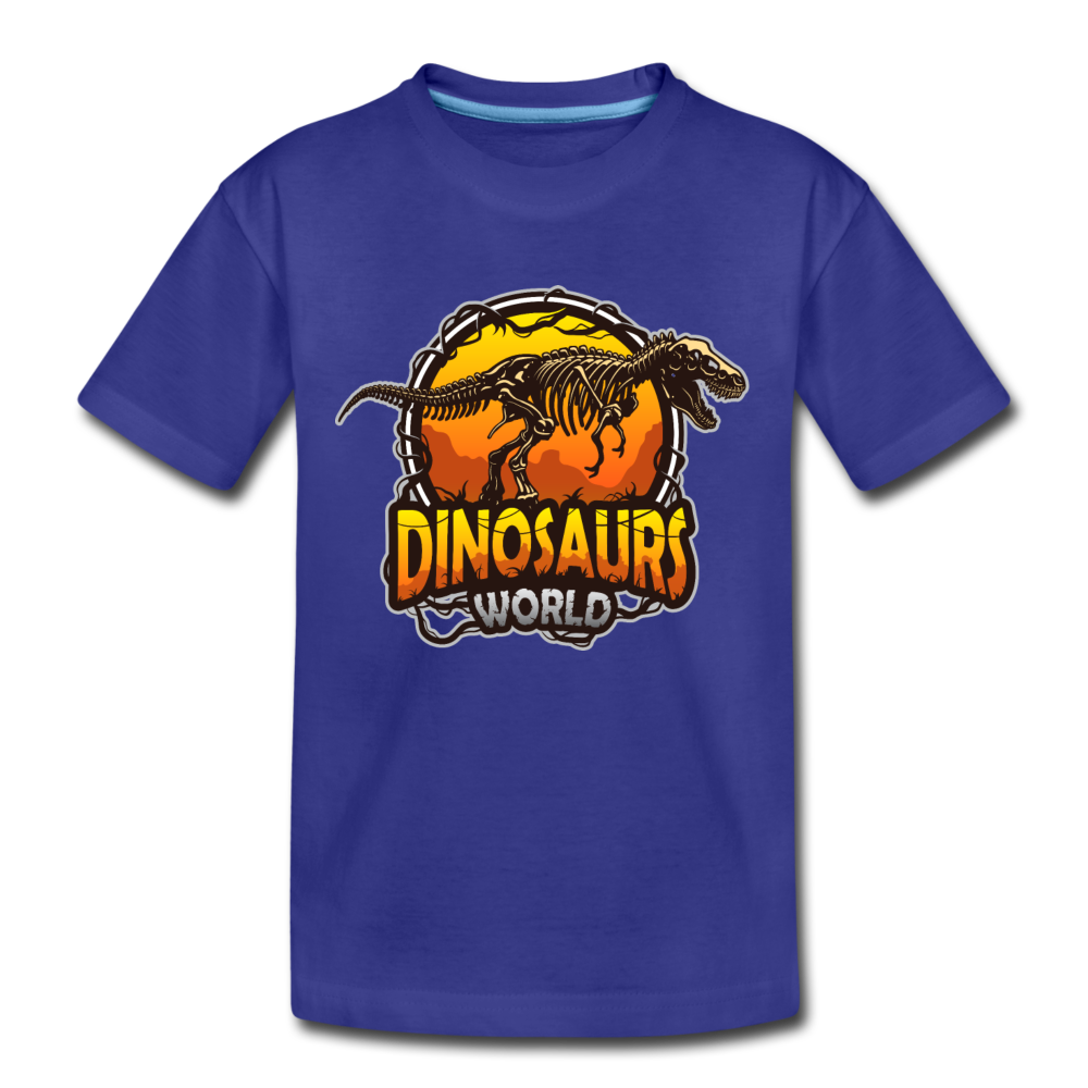 Dinosaurs World Kids T-Shirt - royal blue