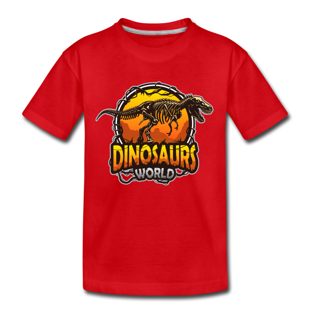 Dinosaurs World Kids T-Shirt - red