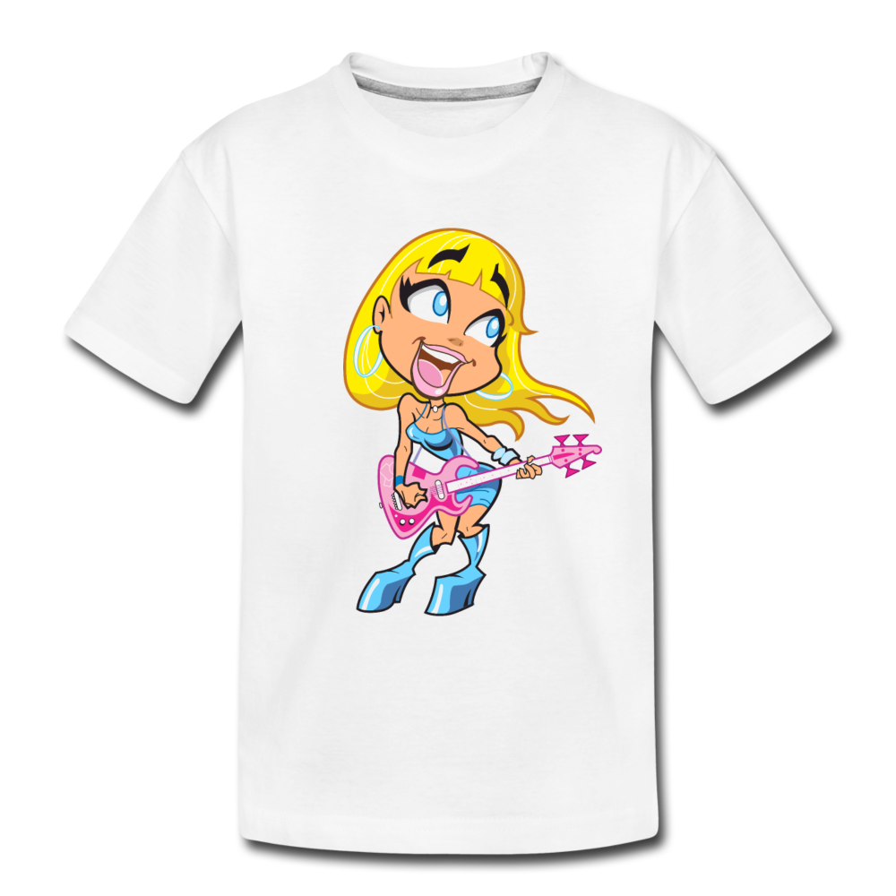 Guitar Girl Cartoon Kids T-Shirt - white