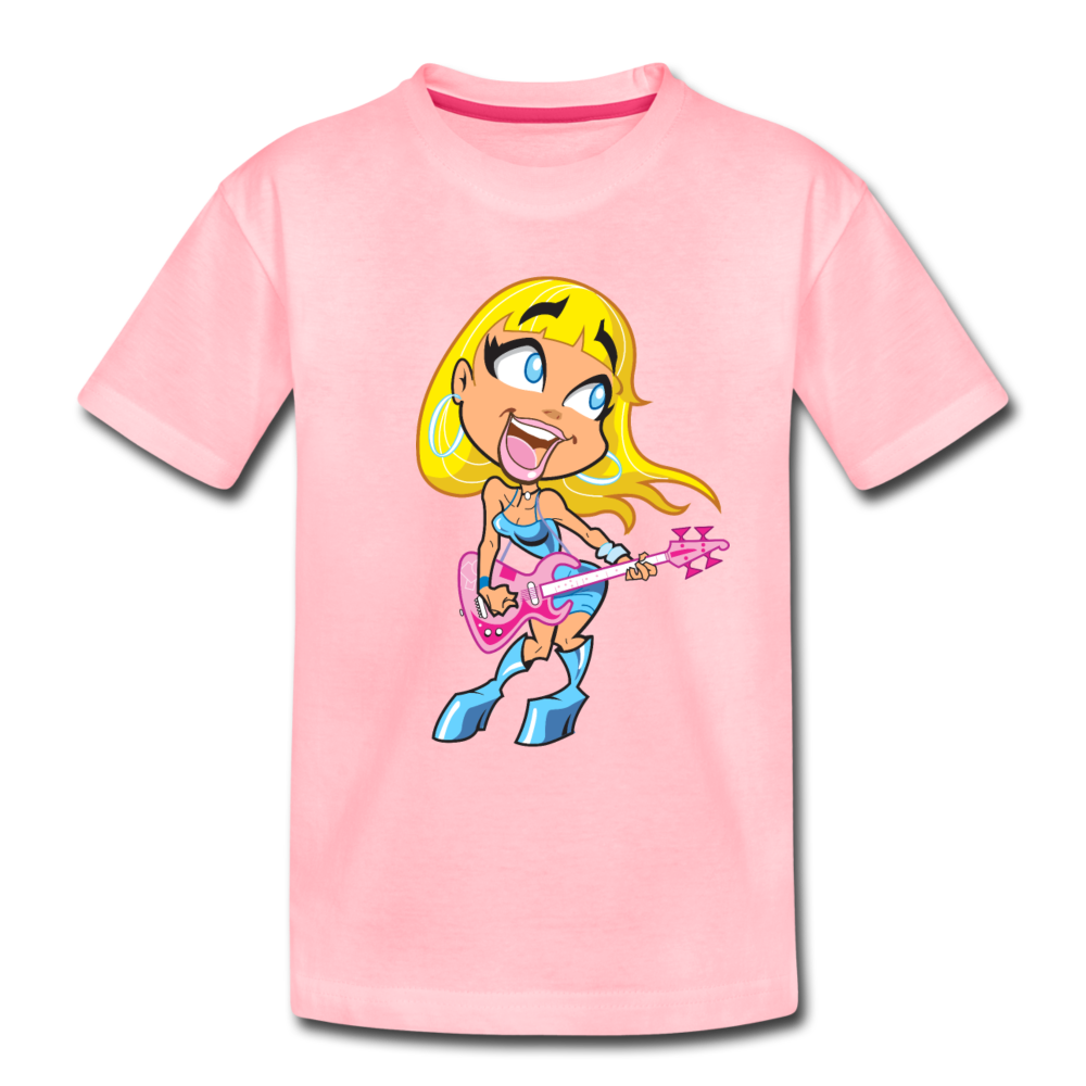Guitar Girl Cartoon Kids T-Shirt - pink