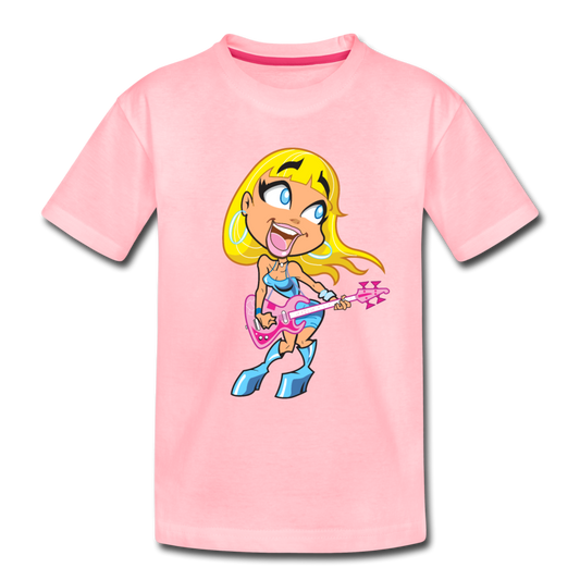 Guitar Girl Cartoon Kids T-Shirt - pink