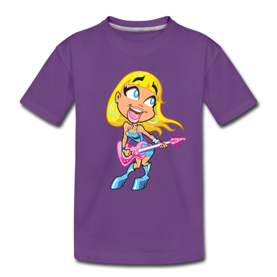 Guitar Girl Cartoon Kids T-Shirt - purple
