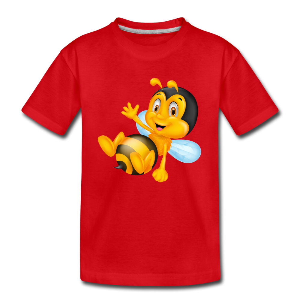 Bumble Bee Cartoon Kids T-Shirt - red