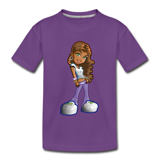 Cartoon Girl Kids T-Shirt - purple
