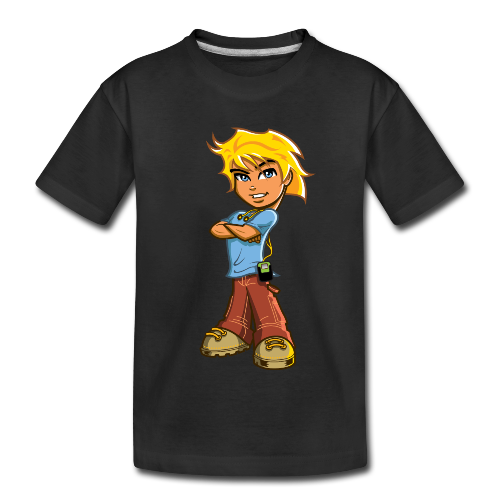 Cartoon Boy Kids T-Shirt - black