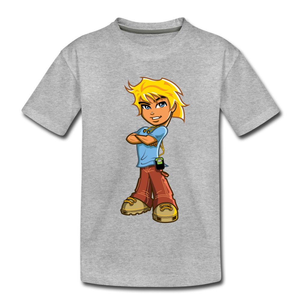 Cartoon Boy Kids T-Shirt - heather gray
