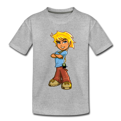 Cartoon Boy Kids T-Shirt - heather gray