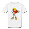 Construction Girl Cartoon Kids T-Shirt - white
