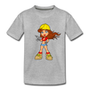 Construction Girl Cartoon Kids T-Shirt - heather gray