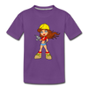 Construction Girl Cartoon Kids T-Shirt - purple
