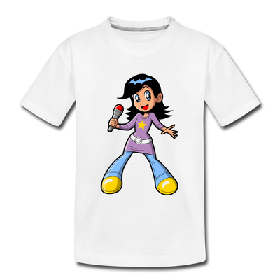 Singing Girl Cartoon Kids T-Shirt - white