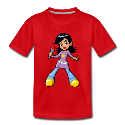 Singing Girl Cartoon Kids T-Shirt - red