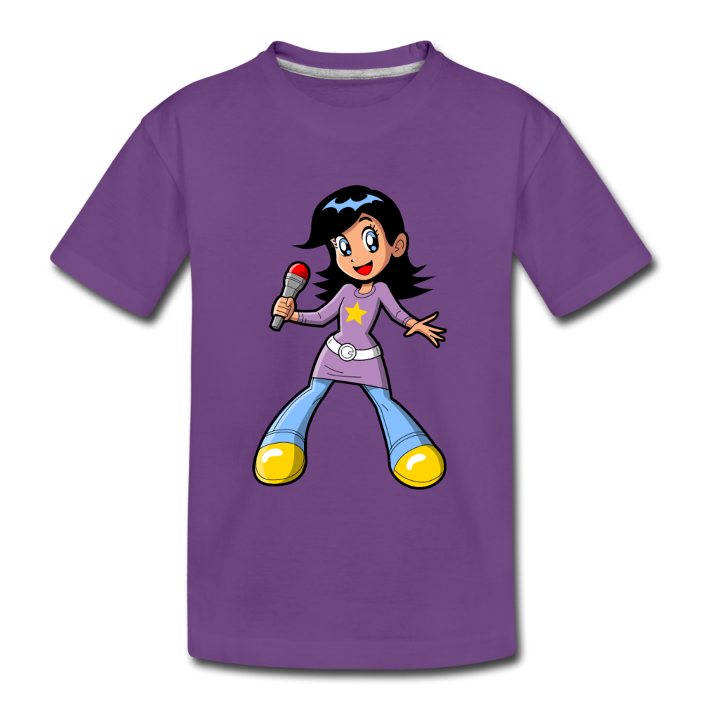 Singing Girl Cartoon Kids T-Shirt - purple