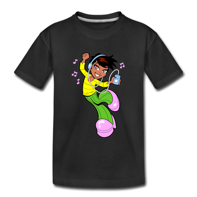 Dancing Girl Cartoon Kids T-Shirt - black
