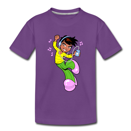 Dancing Girl Cartoon Kids T-Shirt - purple