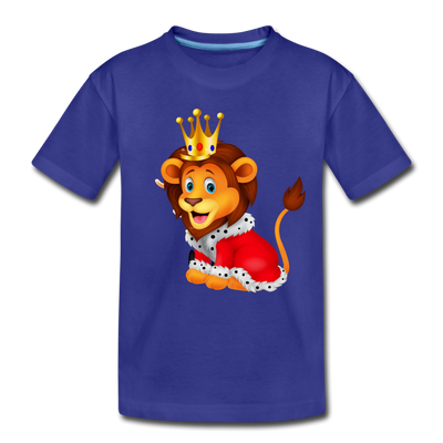 Lion King Crown Cartoon Kids T-Shirt - royal blue