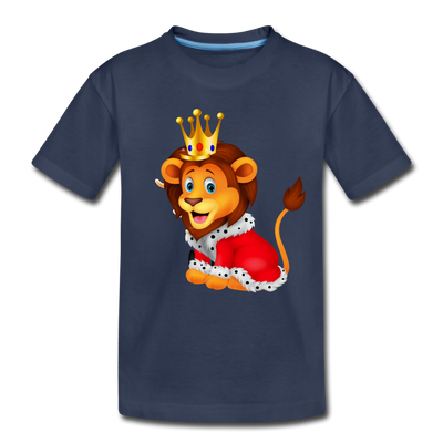 Lion King Crown Cartoon Kids T-Shirt - navy