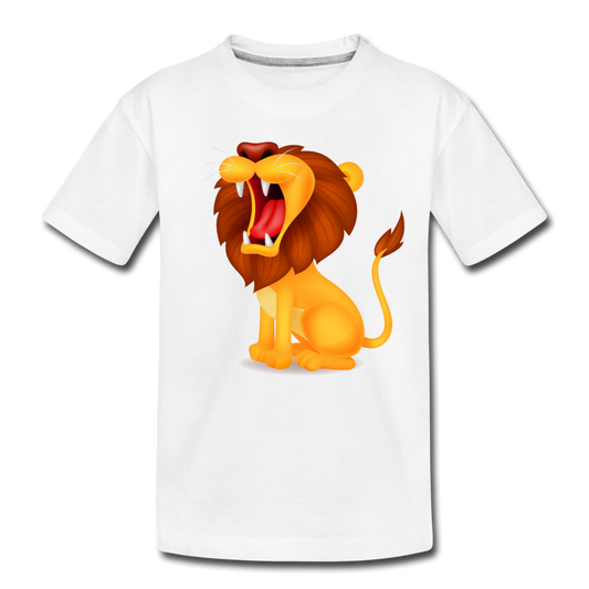 Roaring Lion Cartoon Kids T-Shirt - white