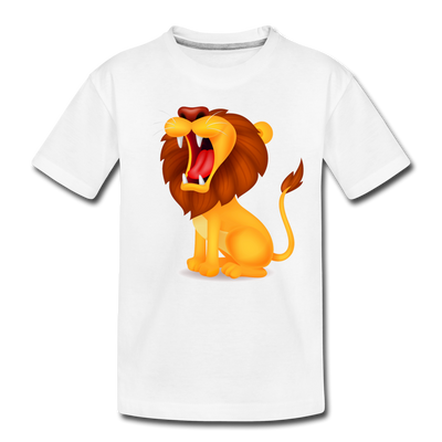 Roaring Lion Cartoon Kids T-Shirt - white