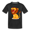 Roaring Lion Cartoon Kids T-Shirt - black