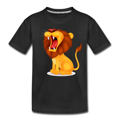 Roaring Lion Cartoon Kids T-Shirt - black