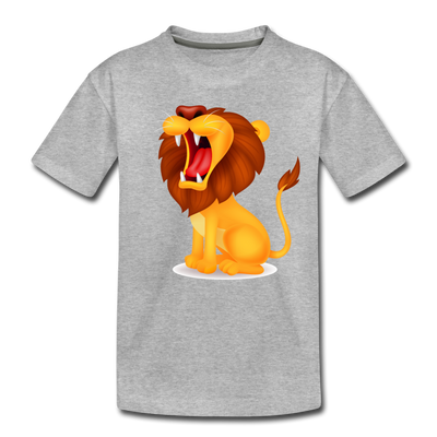 Roaring Lion Cartoon Kids T-Shirt - heather gray