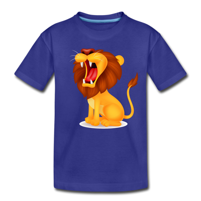Roaring Lion Cartoon Kids T-Shirt - royal blue