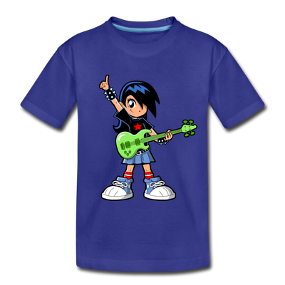 Guitar Girl Cartoon Kids T-Shirt - royal blue