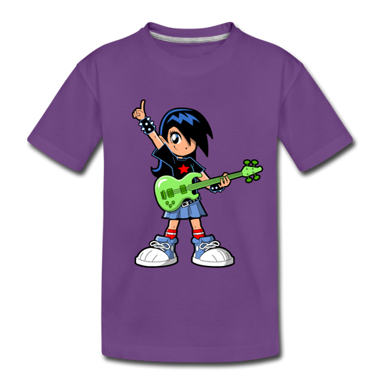 Guitar Girl Cartoon Kids T-Shirt - purple